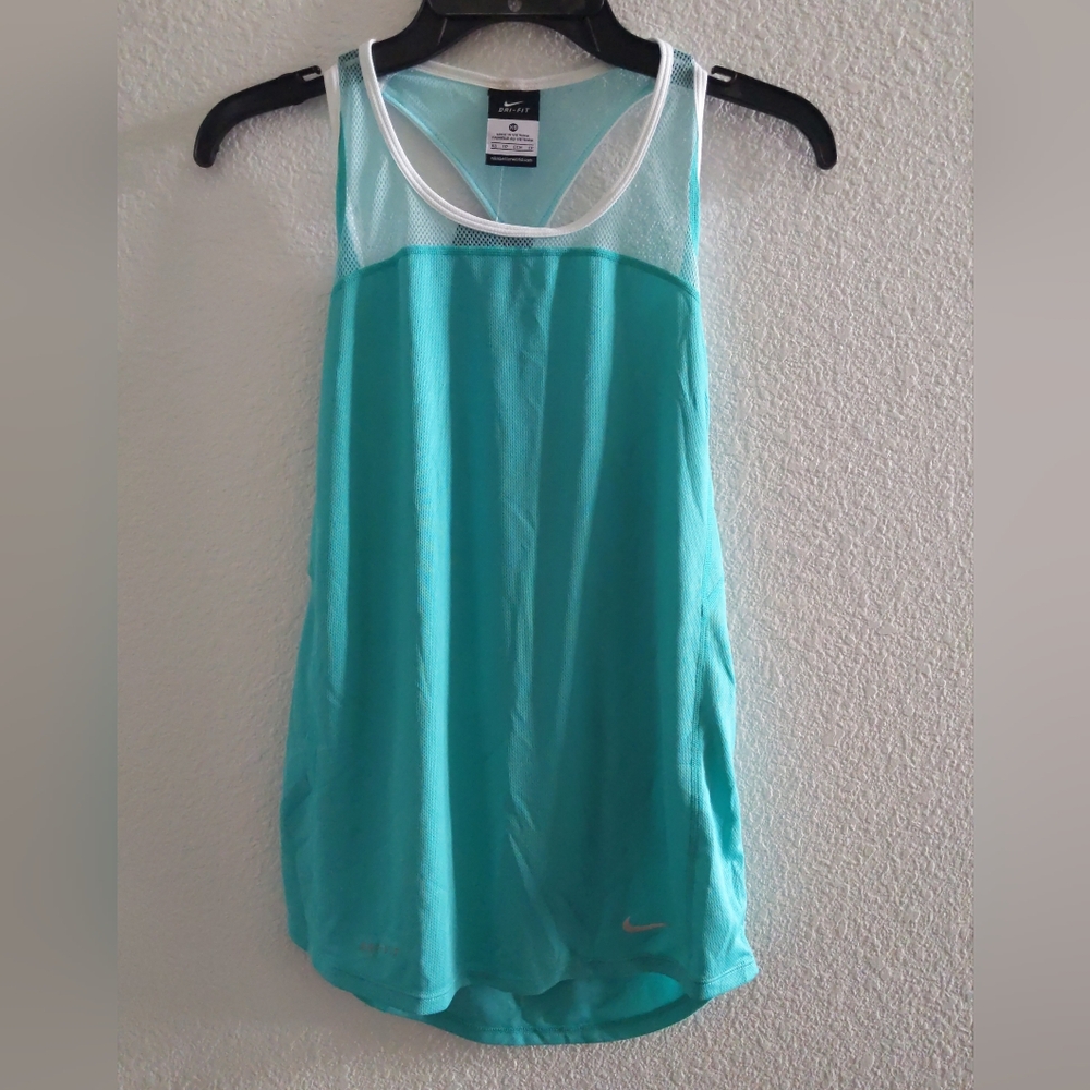 NWT Nike Women's Sleeveless Mesh Running Tank Top. Teal. Size XS